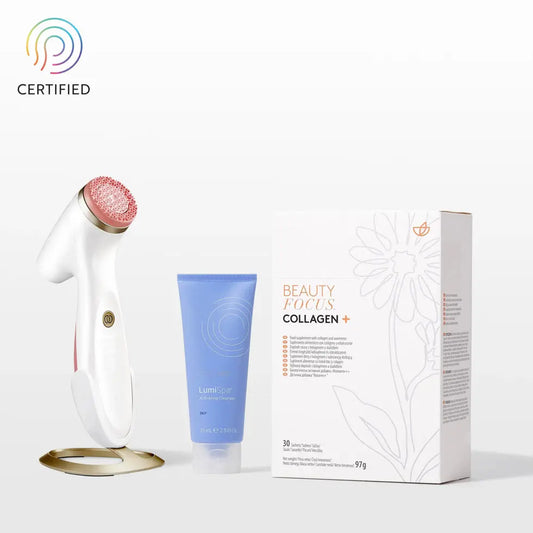 Better together Collagen+ and ageLOC LumiSpa iO Rose Gold System Oily Skin 
